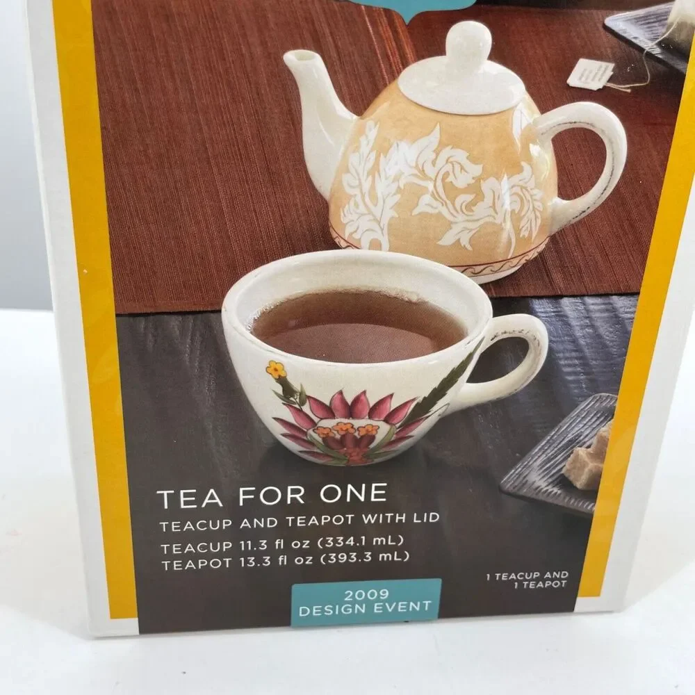Teacup for One‎ Set Teapot w/ Lid Floral NEW Target Home Durastone GIFT